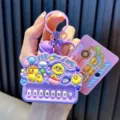 Purple piano-shaped little yellow duck keychain with cute cartoon character pendants - Purple
