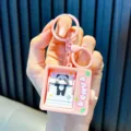 Adorable pink panda flip animation book keychain for kids school bags and keys - Pink