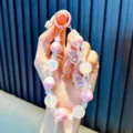 Handgefertigte rosa Perlen-Handykette und Schlüsselanhänger mit zwei Schmetterlingen - Rosa