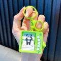 Cute cartoon panda flip-book animation keychain in vibrant green for bags and keys decoration - Green