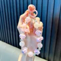 Lanière porte-clés rose en perles avec un charm licorne pour téléphone ou sac - Licorne rose