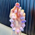 Porte-clés perles violettes fait main avec licorne rose et pendentif lettre Miu - Style Licorne Violette