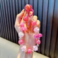 Joli cordon porte-clés licorne en perles roses avec breloques lettres min pour sacs - Style Licorne Rose Vif