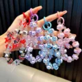 Hand-painted beaded crystal bow keychains in multiple colors for bags and phones - 3D Bowknot Hand-painted Bead (1 Unit/Random Pattern) / 3D Bowknot Style (With Tether Tab)