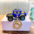 High-quality blue and gold alloy Jeep pickup truck toy car keychain pendant for bags. - Purple (Random Gold/Silver Base)