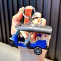 Miniature blue Tuk-tuk tricycle pullback toy keychain model accessory for gift bags - Blue