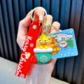 Christmas energetic yellow duck keychain in a festive stocking for bag charm gift - Christmas Sock