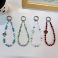 Selection of four handmade beaded crystal butterfly phone lanyards and keychains. - Alloy Rhinestone Bowknot