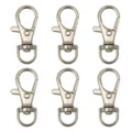 Set of six silver alloy lobster clasps with 360-degree swivel base for DIY keychains - 13x34mm (5 Pieces/Pack) / White K Gold