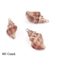Natuurlijke schelphanger met vergulde randen voor DIY-sieraden maken, stijl #01 - Wulst Stijl #01 / 2 Stuks/Verpakking / Natuurlijke kleur