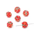 Handgemaakte lampwork glazen kralen met rode bloemen voor DIY sieraden - 12mm (1 Stuk) / Rood