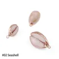 Natuurlijke kauri schelphanger #02 met gouden rand voor doe-het-zelf sieraden maken - Wulst Stijl #02 / 2 Stuks/Verpakking / Natuurlijke kleur