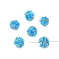 Handgemaakte blauwe lampwork glaskralen met bloemmotief voor DIY sieraden maken - 12mm (1 Stuk) / Hemelsblauw