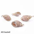 Set van vier natuurlijke gestreepte schelpenhangers met gouden lussen voor DIY - Wulst Stijl #03 / 2 Stuks/Verpakking / Natuurlijke kleur