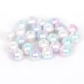 Perle tonde in finta perla ABS iridescenti multicolore con fori per creazione DIY - 8mm (Circa 100 Pezzi/Confezione) / Gradiente Rosa Viola Blu