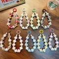 Assorted colorful hand-painted beaded keychain and phone strap series for gifts - Solid Color Beaded Style (With Tether Tab)
