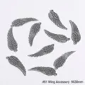 Antique silver alloy angel wing charms for DIY jewelry necklace making 9x30mm 10pcs - #01 Style / 10 Pieces