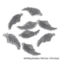 Detailed view of antique silver alloy wing charms for DIY jewelry making - #04 Style / 10 Pieces