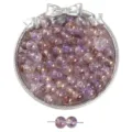 Perles en verre violettes avec effet encre et mouchetures dorées pour bijoux DIY - 8mm (Environ 50 pcs/paquet) / Violet