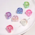Iridescent acrylic alphabet letter D beads for DIY jewelry and phone chain crafting - Letter D (BSD892) / 17x20mm (5 Pieces/Pack)