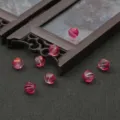 Translucent pink glass pumpkin beads for DIY handmade ancient style jewelry making - 8mm (10 Pieces/Pack) / Rose Red With Gold Powder