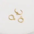 Ganchos de pendientes de aro de latón chapado en oro de 14K para hacer joyas de bricolaje - Estilo de Bucle Único (FGT493) / 11x15mm (Paquete de 2)