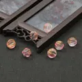 Translucent pink glass pumpkin beads for ancient style DIY hairpins and jewelry making - 10mm (10 Pieces/Pack) / Pink With Gold Powder