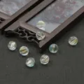 Light blue transparent glazed pumpkin beads for DIY ancient style jewelry making - 10mm (10 Pieces/Pack) / Light Blue With Gold Powder