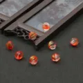 Red and gold glass pumpkin beads for handmade hairpins and jewelry DIY - 10mm (10 Pieces/Pack) / Orange Red With Gold Powder