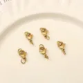 Gold-plated stainless steel lobster clasps with jump rings for DIY jewelry making - 5 Sets/Pack / 11×7mm / Gold