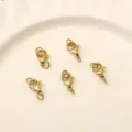 Set of five golden stainless steel lobster clasps with jump rings for DIY jewelry making - 5 Sets/Pack / 12×7.5mm / Gold