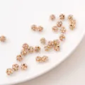 Detailed view of golden copper pavé rhinestone spherical spacer beads for DIY jewelry making - 10 Pcs/Pack Approx 6mm / KC Gold With White Rhinestone