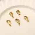 Set of 5 gold-plated stainless steel lobster clasps with jump rings for jewelry making - 5 Sets/Pack / 15×9mm / Gold