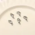 Silver stainless steel lobster clasps with jump rings for creative DIY jewelry making - 10 Sets/Pack / 12×7.5mm / Steel
