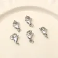 Durable silver stainless steel lobster clasps with jump rings for DIY jewelry making - 10 Sets/Pack / 15×9mm / Steel