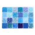 24-compartment set of assorted blue seed and tube beads for DIY jewelry making - 24 Grids Kit Seed Beads & Tube Beads / 5g Per Grid / Blue Series