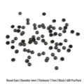 Occhi animali tondi neri da 4 mm con retro piatto per bambole fai da te, 400 pezzi - Occhi Tondi (4mm) / 400 Pezzi / Nero