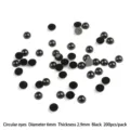 200 pezzi di perline tonde nere da 6 mm a fondo piatto per la creazione di occhi per bambole - Occhi Tondi (6mm) / 200 Pezzi/Confezione / Nero