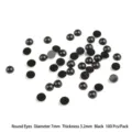Occhi per bambole neri tondi da 7mm per fai da te e creazione di giocattoli, pacco da 100 - Occhi Tondi (7mm) / Confezione da 100 Pezzi / Nero