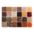 24-grid DIY bead kit with earth-toned seed beads and bugle beads for jewelry making - 24 Grids Kit Seed Beads & Tube Beads / 5g Per Grid / Coffee Colors