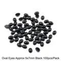 100pz occhi ovali neri 5x7mm per creazione di bambole fai da te e artigianato - Occhi Ovali (5x7mm) / Confezione da 100 Pezzi / Nero