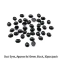 Perline ovali nere per occhi di animali fai-da-te fatte a mano, 8x10mm, confezione da 30 - Occhi Ovali (8x10mm) / 30 Pezzi / Nero