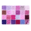 DIY jewelry bead kit featuring 24 compartments of purple and pink seed and bugle beads - 24 Grids Kit Seed Beads & Tube Beads / 5g Per Grid / Purple Series