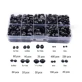 Set di occhi di sicurezza neri in resina di varie dimensioni per la creazione di bambole DIY - Set di Occhi e Nasi (Con Scatola di Immagazzinaggio) / 1 Scatola (10 Scomparti)