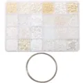 White and cream DIY seed beads set with silver wire coil for handmade jewelry making - Combo Set: Steel Bracelet Loops + 24 Grids Kit / 5g Per Grid / White