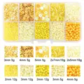 Complete yellow DIY jewelry bead kit featuring seed beads, bugle beads and pearls for crafts - Seed Bead Sequin Artificial Pearl Material Kit / 10-Compartment Pack / Yellow Series