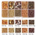 Comprehensive DIY bead kit featuring gold-tone tube and round beads in various sizes - Seed Beads Sequin Artificial Pearl Material Kit / 10-Compartment Pack / Gold