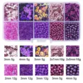 Comprehensive purple theme DIY bead kit with mixed sizes and weights for jewelry making crafts - Seed Beads Sequin Artificial Pearl Material Kit / 10-Compartment Pack / Dark Purple Series