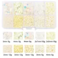 Cream white DIY bead assortment set including seed beads and bugle beads in 10 grids. - Seed Beads Sequin Artificial Pearl Material Kit / 10-Compartment Pack / Beige Series