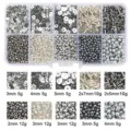 Silver DIY seed bead and bugle bead kit with various sizes and shapes for jewelry making - Seed Beads Sequin Artificial Pearl Material Kit / 10-Compartment Pack / Silver Series